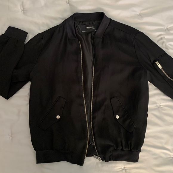 Zara Black Bomber Jacket light - Picture 2 of 5